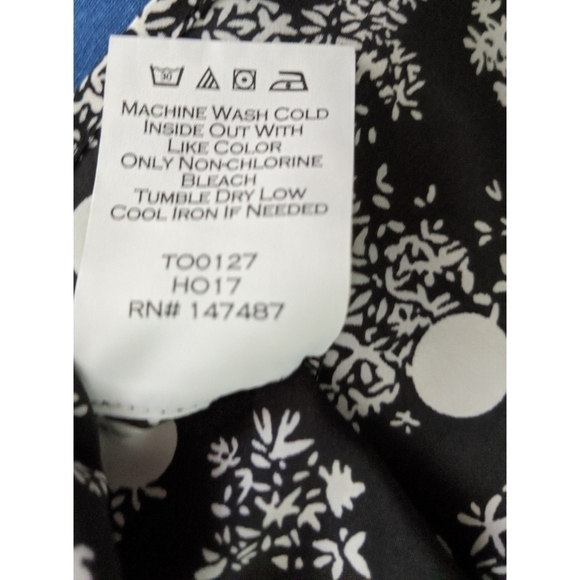 Draper James Winter Dot Cold Shoulder Black  Top - Picture 9 of 10